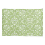 Housse D'oreillers Moss Green et White Damask (Dos-gauche)