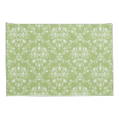 Housse D'oreillers Moss Green et White Damask (Dos-Droit)