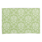 Housse D'oreillers Moss Green et White Damask (devant-Droit)
