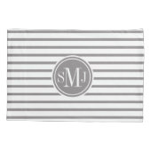 Housse D'oreillers Motif à bandes minces Monogramme (Dos)