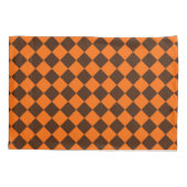 Housse D'oreillers Motif à carreaux diamant orange marron (Dos-gauche)