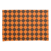 Housse D'oreillers Motif à carreaux diamant orange marron (devant-Droit)