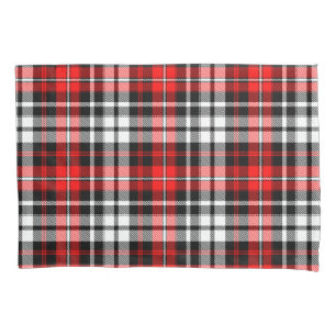 Housse D'oreillers Motif à carreaux tartan rouge noir blanc