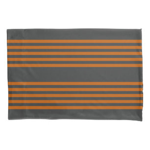 Housse D'oreillers Motif à cinq bandes Burnt orange et charbon de boi