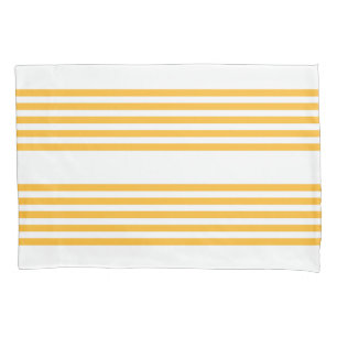 Housse D'oreillers Motif à cinq bandes jaune et blanc ensoleillé