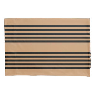 Housse D'oreillers Motif à cinq bandes noir et brun