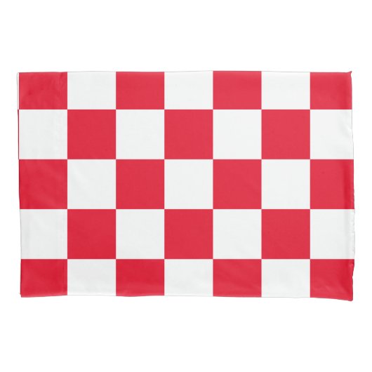 Housse D'oreillers Motif À damiers géométrique croate rouge (devant)