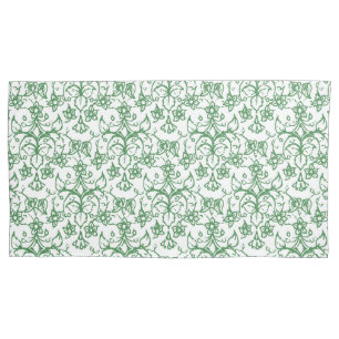 Housse D'oreillers Motif à dentelle florale blanc vert