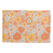 Housse D'oreillers Motif à fleurs Orange Retro (Dos)