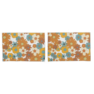 Housse D'oreillers Motif à fleurs rétro coloré