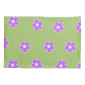 Housse D'oreillers Motif à fleurs vert violet rétro Y2K (Dos)