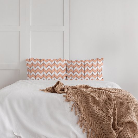 Housse D'oreillers Motif à la mode Peach Burgundy Herringbone Chevron