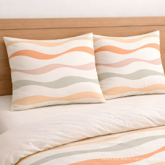 Housse D'oreillers Motif à rayures ondulées Soft Boho