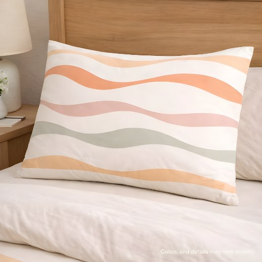 Housse D'oreillers Motif à rayures ondulées Soft Boho