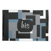 Housse D'oreillers Motif Abstrait bleu, noir et blanc (Dos-gauche)
