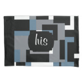 Housse D'oreillers Motif Abstrait bleu, noir et blanc (devant-gauche)