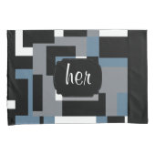 Housse D'oreillers Motif Abstrait bleu, noir et blanc (devant-Droit)