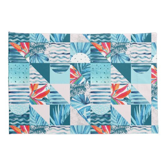 Housse D'oreillers Motif abstrait géométrique turquoise tropical (Dos-Droit)