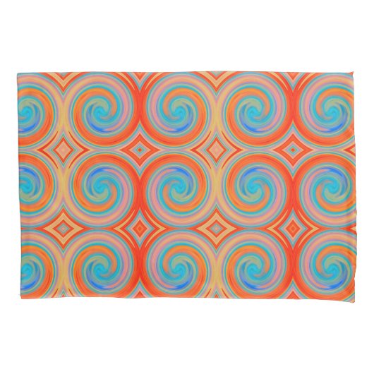 Housse D'oreillers Motif Abstrait Orange Blue (devant)