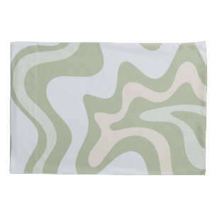 Housse D'oreillers Motif Abstrait Retro Liquid Swirl à Sage Green