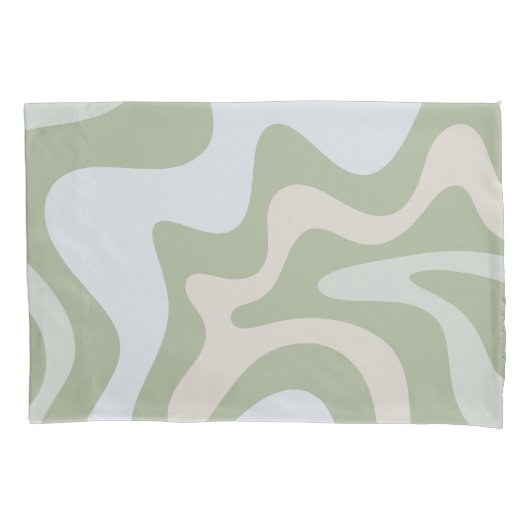 Housse D'oreillers Motif Abstrait Retro Liquid Swirl à Sage Green (devant)