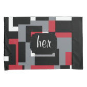 Housse D'oreillers Motif Abstrait rouge, noir et blanc (devant-Droit)