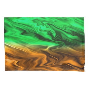 Housse D'oreillers motif Abstrait tacheté en vert orange