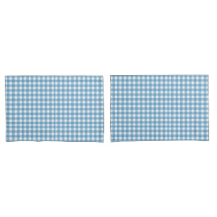 Housse D'oreillers Motif Aqua Blue et White En vichy
