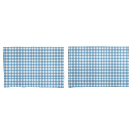 Housse D'oreillers Motif Aqua Blue et White En vichy (devant-Set)