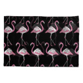 Housse D'oreillers Motif Arrière - plan Flamant rose textile noir (Dos)