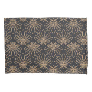 Housse D'oreillers Motif Art Déco avec motifs floraux dorés