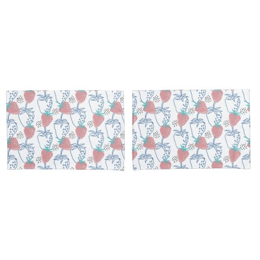 Housse D'oreillers ٍ Motif aux fraises (devant-Set)