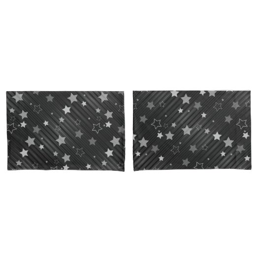 Housse D'oreillers Motif Black Stars (devant-Set)
