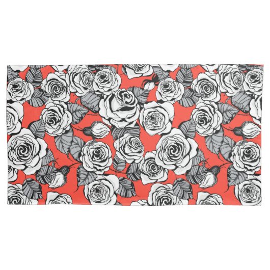 Housse D'oreillers Motif blanc roses (devant-gauche)