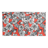Housse D'oreillers Motif blanc roses (Dos-Droit)