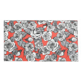 Housse D'oreillers Motif blanc roses (Dos-gauche)