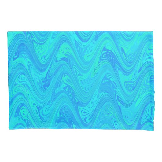 Housse D'oreillers Motif bleu vert marbré (devant)