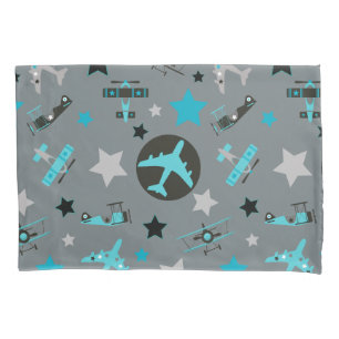 Housse D'oreillers Motif Blue Grey Airplanes
