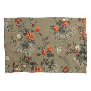 Housse D'oreillers Motif botanique vintage de rose orange à fleurs so