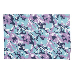 Housse D'oreillers Motif Camo - Violet Marine Bleu Blanc