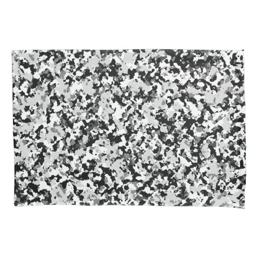 Housse D'oreillers Motif Camouflage noir gris blanc arctique (devant)