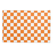 Housse D'oreillers Motif chèque À damiers blanc orange (Dos)