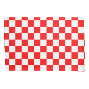 Housse D'oreillers Motif chèque À damiers blanc rouge