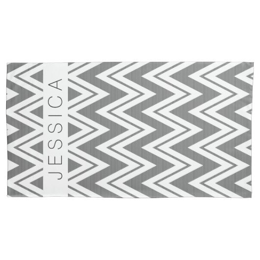 Housse D'oreillers Motif Chevron noir et blanc (devant)