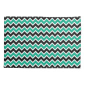 Housse D'oreillers Motif chevron noir sarcelle moderne (Dos)