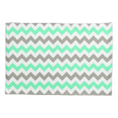 Housse D'oreillers Motif chevron vert gris moderne (Dos)