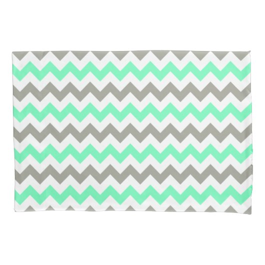 Housse D'oreillers Motif chevron vert gris moderne (devant)
