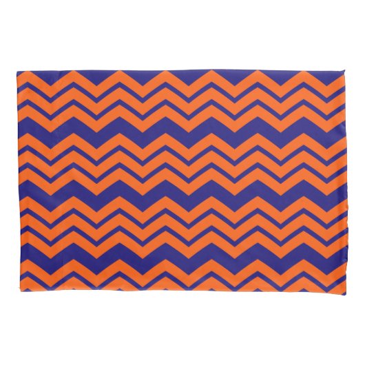 Housse D'oreillers Motif chevron zigzag bleu orange (devant)