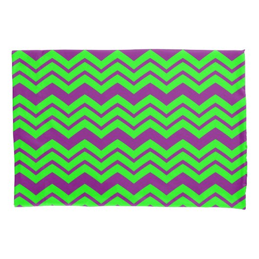 Housse D'oreillers Motif chevron zigzag vert violet (devant)
