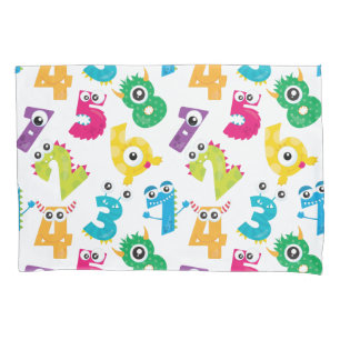 Housse D'oreillers Motif Chiffres Monster Jaune Pois Blancs